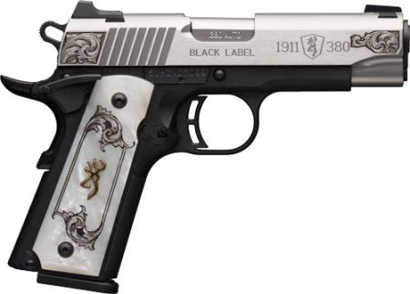 BROWNING 1911-380 SS/ENGRAVED - 380ACP FS 3.58" WHITE PEARL