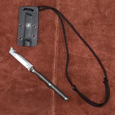 Templar Neck Knife Black Powder D2 Tanto Silver