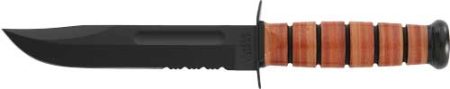 KA-BAR FIGHTING/UTILITY KNIFE - 7" SRRTD W/LTHR SHTH US ARMY
