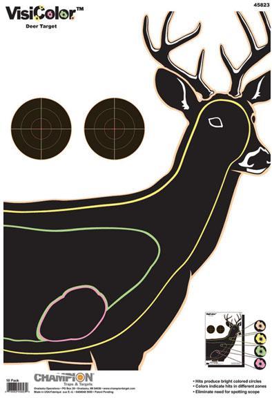 Champion VisiColor High-Visibility Paper Targets Deer 13" X 18" 10/Pack